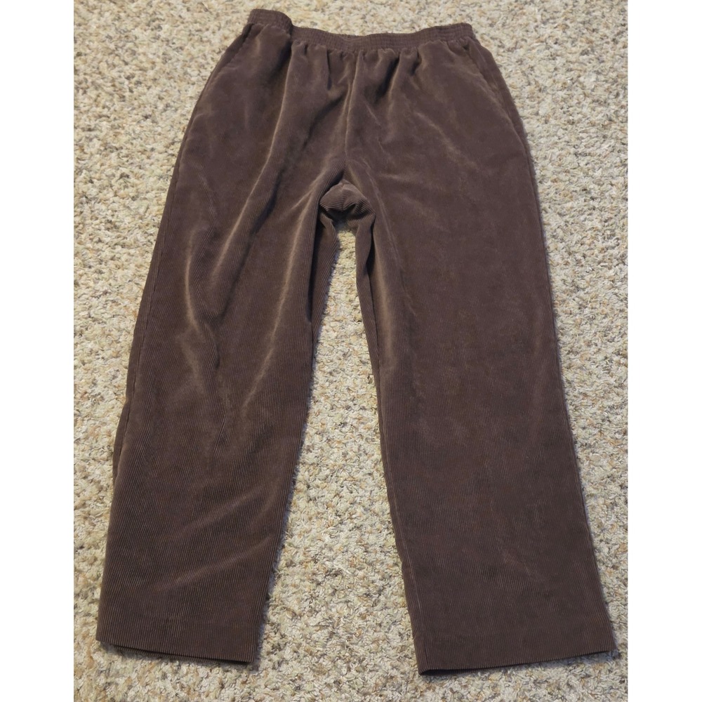 Alfred Dunner Petite Elastic Waistband Trouser Pants Women's Size 12P‎ Brown
